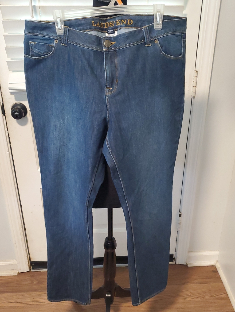 Lands' End Straight-Leg Denim Jeans in Medium Blue